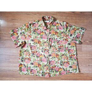 Vintage‎ Elisabeth Liz Claiborne Shirt Women's size 22 100% Rayon 70's floral